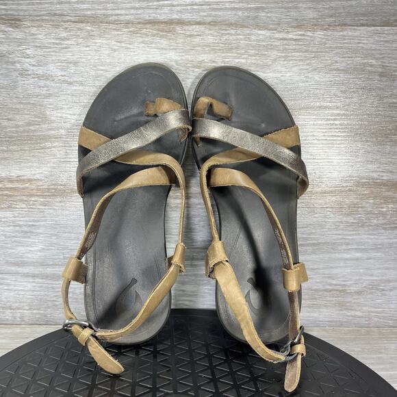 Olukai Women’s Upena Loop Toe Leather Strappy Sandals Size 8 - Picture 7 of 10